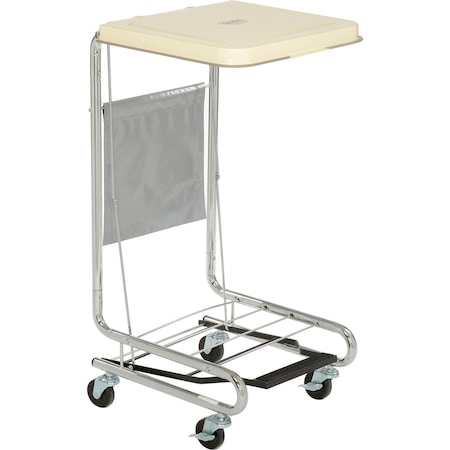 Global Industrial Chrome Hamper Stand With Foot Pedal & Poly Coated Steel Lid 436911
